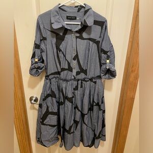 Ivanka Trump Blue and Black Patterned Dress